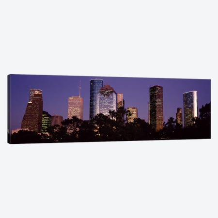 Buildings in a city lit up at duskHouston, Harris county, Texas, USA Canvas Print #PIM826} by Panoramic Images Canvas Print