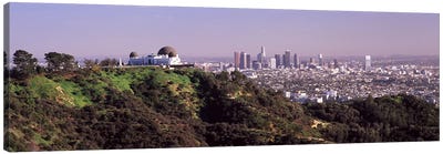 Observatory on a hill with cityscape in the background, Griffith Park Observatory, Los Angeles, California, USA 2010 #2 Canvas Art Print - Los Angeles Art
