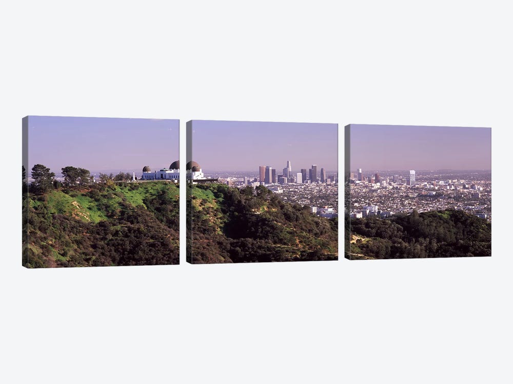 Observatory on a hill with cityscape in the background, Griffith Park Observatory, Los Angeles, California, USA 2010 #2 by Panoramic Images 3-piece Canvas Wall Art