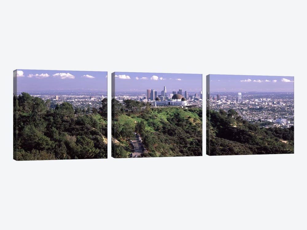 Observatory on a hill with cityscape in the background, Griffith Park Observatory, Los Angeles, California, USA 2010 #3 by Panoramic Images 3-piece Art Print