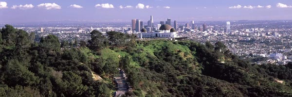 Los Angeles Skylines: Observatory on a hill with cityscape in the background, Griffith Park Observatory, Los Angeles, California, USA 2010 #3 by Panoramic Images