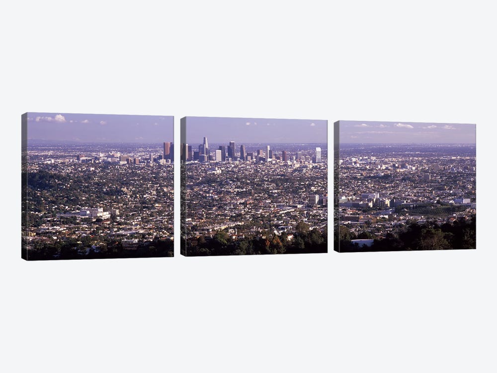 Aerial view of a cityscape, Los Angeles, California, USA 2010 by Panoramic Images 3-piece Canvas Wall Art