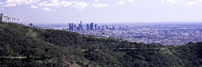 Aerial view of a cityscape, Griffith Park Observatory, Los Angeles, California, USA 2010 by Panoramic Images framed canvas print