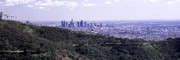 Los Angeles Skylines: Aerial view of a cityscape, Griffith Park Observatory, Los Angeles, California, USA 2010 by Panoramic Images