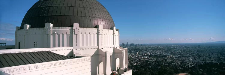 Observatory with cityscape in the background, Griffith Park Observatory, Los Angeles, California, USA 2010