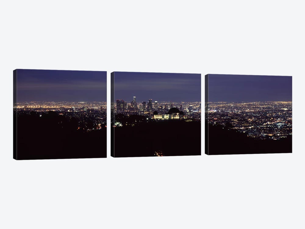 Aerial view of a cityscape, Griffith Park Observatory, Los Angeles, California, USA 2010 #2 by Panoramic Images 3-piece Canvas Art Print