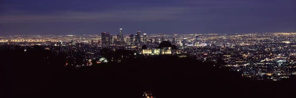 Los Angeles Skylines: Aerial view of a cityscape, Griffith Park Observatory, Los Angeles, California, USA 2010 #2 by Panoramic Images