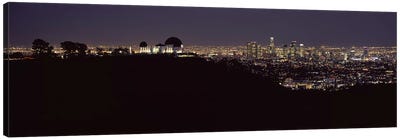City lit up at night, Griffith Park Observatory, Los Angeles, California, USA 2010 Canvas Art Print - Los Angeles Art