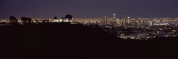 Los Angeles: City lit up at night, Griffith Park Observatory, Los Angeles, California, USA 2010 by Panoramic Images