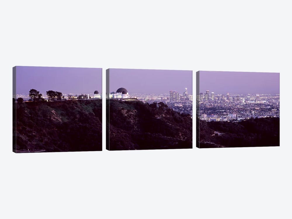 Aerial view of a cityscape, Griffith Park Observatory, Los Angeles, California, USA 2010 #3 by Panoramic Images 3-piece Art Print