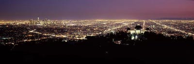 Aerial view of a cityscape, Griffith Park Observatory, Los Angeles, California, USA 2010 #4 by Panoramic Images canvas print