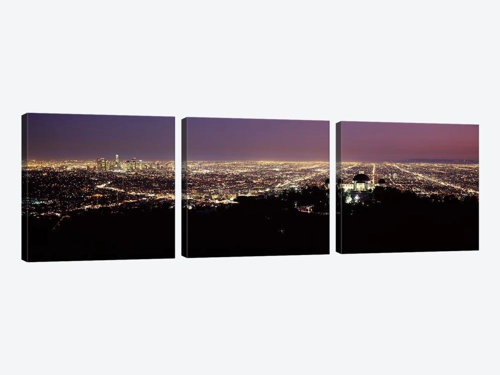 Aerial view of a cityscape, Griffith Park Observatory, Los Angeles, California, USA 2010 #4 by Panoramic Images 3-piece Canvas Art