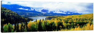 Cloudy Forested Landscape Featuring The Yukon River Canvas Art Print - Canada Art