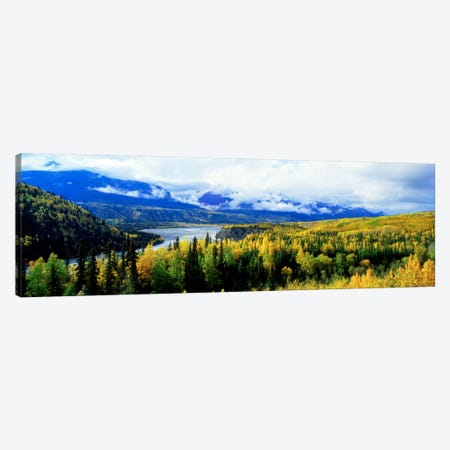 Cloudy Forested Landscape Featuring The Yukon River Canvas Print #PIM827} by Panoramic Images Art Print