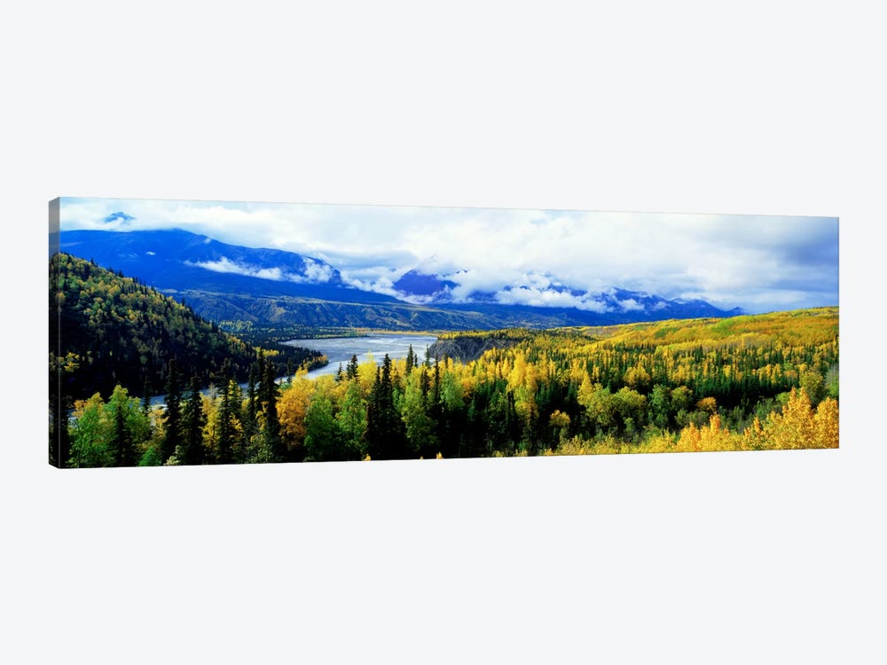 Cloudy Forested Landscape Featuring The Yukon River by Panoramic Images 1-piece Canvas Artwork