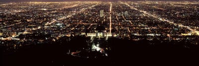 Aerial view of a cityscape, Griffith Park Observatory, Los Angeles, California, USA by Panoramic Images canvas print