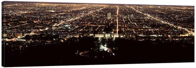 Aerial view of a cityscape, Griffith Park Observatory, Los Angeles, California, USA Canvas Art Print - Night Sky Art