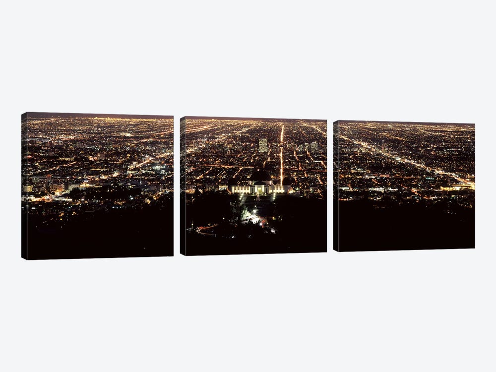 Aerial view of a cityscape, Griffith Park Observatory, Los Angeles, California, USA by Panoramic Images 3-piece Canvas Artwork