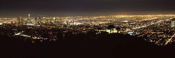 Los Angeles Skylines: Aerial view of a cityscape, Los Angeles, California, USA 2010 #2 by Panoramic Images
