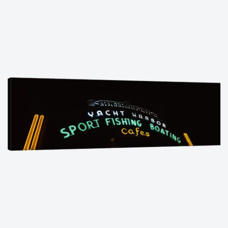 Low angle view of a neon signboard, Santa Monica Pier, Santa Monica, Los Angeles County, California, USA Canvas Print #PIM8285} by Panoramic Images Canvas Artwork