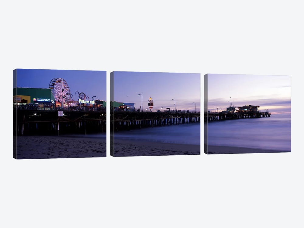 Ferris wheel in an amusement park, Santa Monica Pier, Santa Monica, Los Angeles County, California, USA #2 by Panoramic Images 3-piece Canvas Print