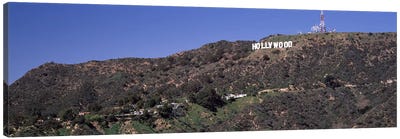 Hollywood sign on a hill, Hollywood Hills, Hollywood, Los Angeles, California, USA Canvas Art Print