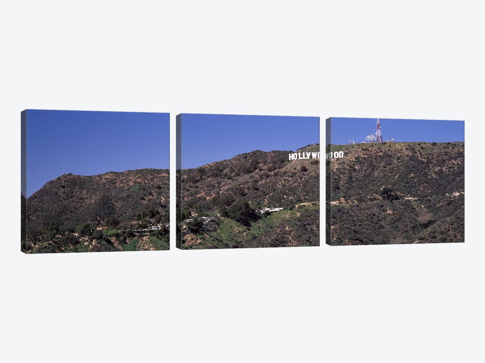 Hollywood sign on a hill, Hollywood Hills, Hollywood, Los Angeles, California, USA 3-piece Canvas Art
