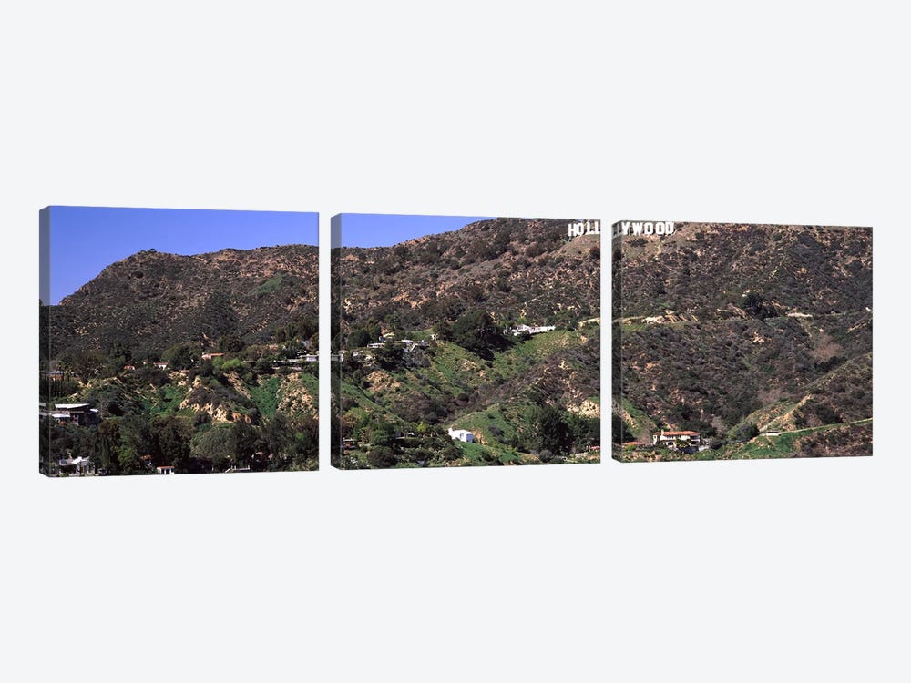 Hollywood sign on a hill, Hollywood Hills, Hollywood, Los Angeles, California, USA #3 by Panoramic Images 3-piece Art Print