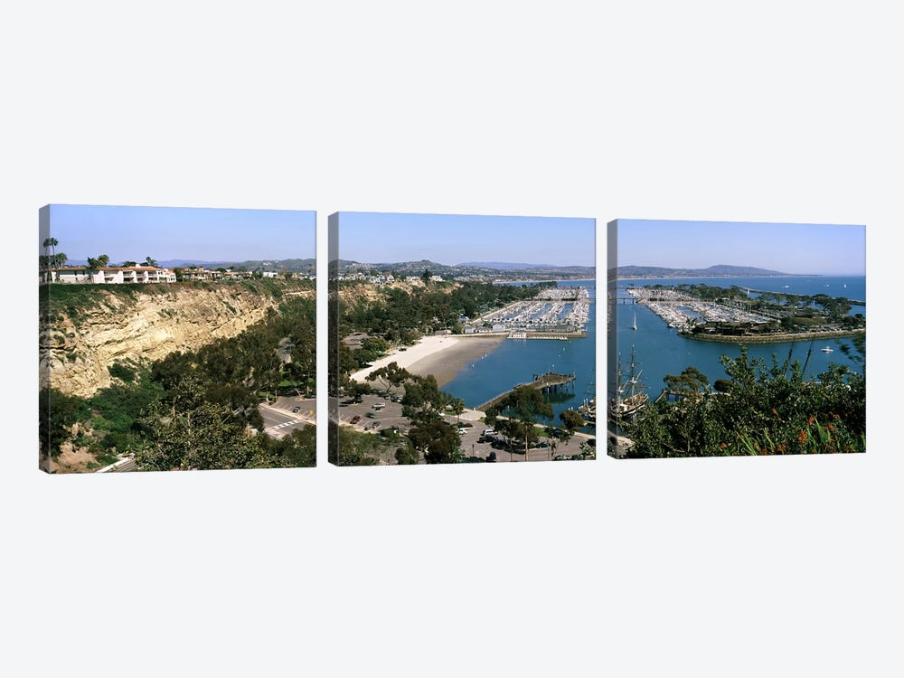 High-Angle View Of Dana Point Harbor, Dana Point, Orange County, California, USA by Panoramic Images 3-piece Canvas Wall Art