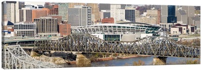 Bridge across a river, Paul Brown Stadium, Cincinnati, Hamilton County, Ohio, USA Canvas Art Print - Ohio Art
