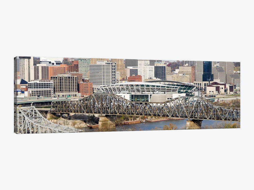 Bridge across a river, Paul Brown Stadium, Cincinnati, Hamilton County, Ohio, USA by Panoramic Images 1-piece Canvas Art Print