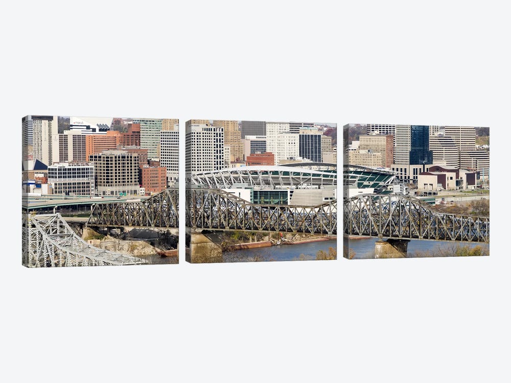 Bridge across a river, Paul Brown Stadium, Cincinnati, Hamilton County, Ohio, USA by Panoramic Images 3-piece Art Print
