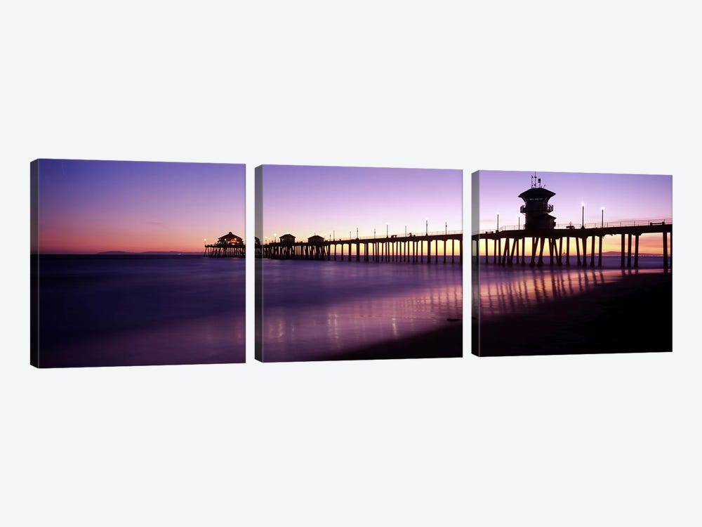 Huntington Beach Pier At Dusk, Huntington Beach, Orange County, California, USA by Panoramic Images 3-piece Canvas Wall Art
