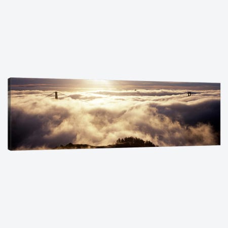 Golden Gate Bridge Surrounded By Fog As Seen From Hawk Hill, San Francisco, California, USA Canvas Print #PIM8321} by Panoramic Images Canvas Artwork