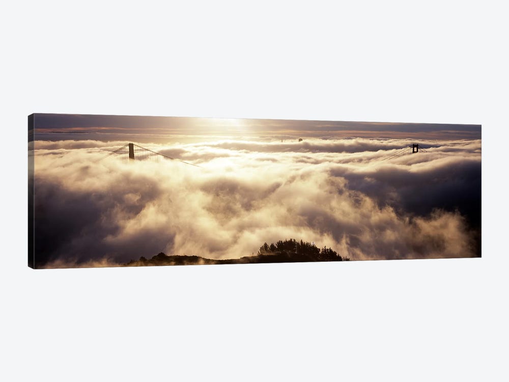Golden Gate Bridge Surrounded By Fog As Seen From Hawk Hill, San Francisco, California, USA by Panoramic Images 1-piece Canvas Artwork