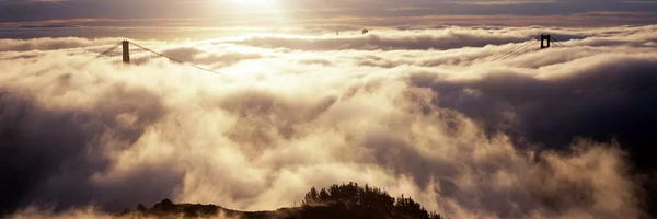 Golden Gate Bridge: Golden Gate Bridge Surrounded By Fog As Seen From Hawk Hill, San Francisco, California, USA by Panoramic Images