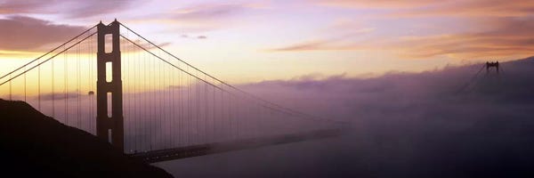 Golden Gate Bridge: Fog Covered Golden Gate Bridge, San Francisco, California, USA by Panoramic Images