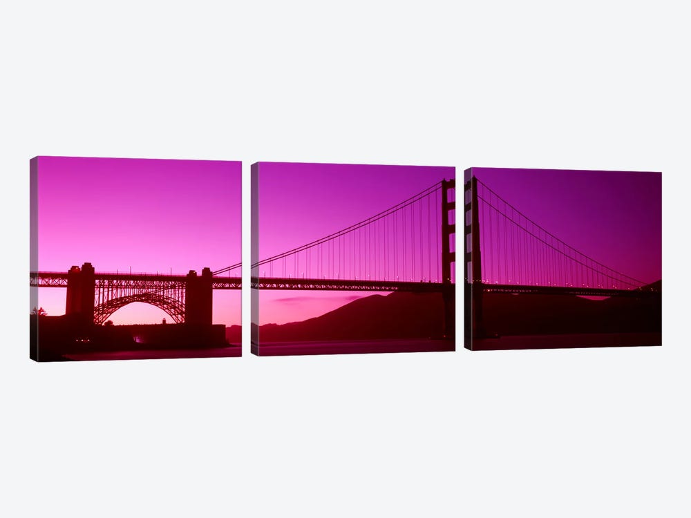 Low angle view of a suspension bridge, Golden Gate Bridge, San Francisco Bay, San Francisco, California, USA by Panoramic Images 3-piece Canvas Print