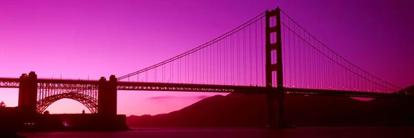 San Francisco: Low angle view of a suspension bridge, Golden Gate Bridge, San Francisco Bay, San Francisco, California, USA by Panoramic Images