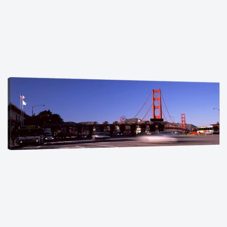Toll booth with a suspension bridge in the background, Golden Gate Bridge, San Francisco Bay, San Francisco, California, USA Canvas Print #PIM8326} by Panoramic Images Canvas Art Print