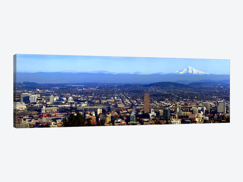 Buildings in a city viewed from Pittock Mansion, Portland, Multnomah County, Oregon, USA 2010 by Panoramic Images 1-piece Canvas Art Print