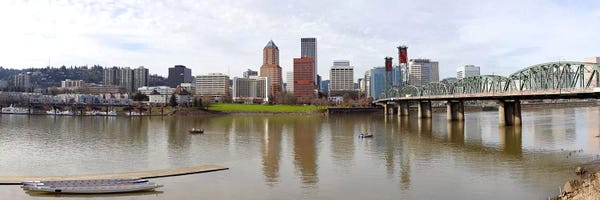 Portland: Buildings at the waterfront, Willamette River, Portland, Multnomah County, Oregon, USA 2010 by Panoramic Images