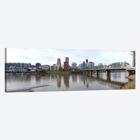 Bridge across a river with city skyline in the background, Willamette River, Portland, Oregon 2010 Canvas Print #PIM8333} by Panoramic Images Canvas Print