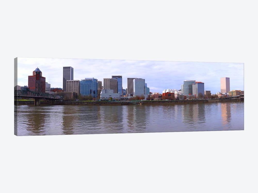 Buildings at the waterfront, Portland, Multnomah County, Oregon, USA by Panoramic Images 1-piece Canvas Wall Art