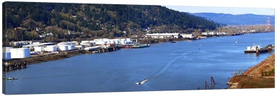 High angle view of a river, Willamette River, Portland, Multnomah County, Oregon, USA Canvas Art Print - Portland Art