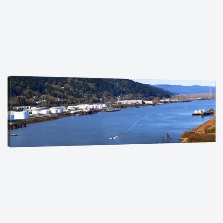 High angle view of a river, Willamette River, Portland, Multnomah County, Oregon, USA Canvas Print #PIM8335} by Panoramic Images Canvas Artwork