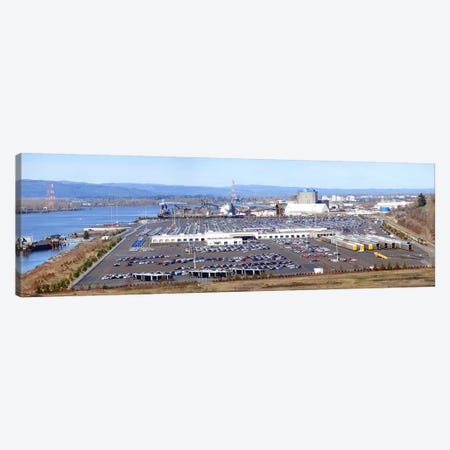 High angle view of large parking lots, Willamette River, Portland, Multnomah County, Oregon, USA Canvas Print #PIM8336} by Panoramic Images Canvas Art