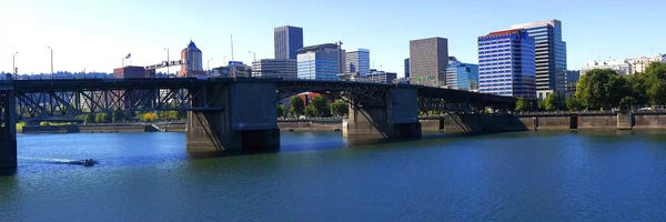 Oregon: Bridge across a river, Burnside Bridge, Willamette River, Portland, Multnomah County, Oregon, USA 2010 by Panoramic Images