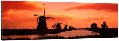 Windmills Holland Netherlands Canvas Art Print - Watermill & Windmill Art