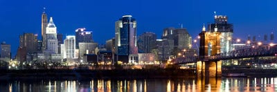 Skyscrapers in a cityCincinnati, Ohio, USA by Panoramic Images framed canvas print